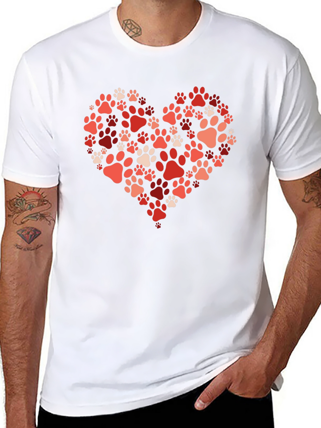 Paw Print Heart T-Shirt - Black