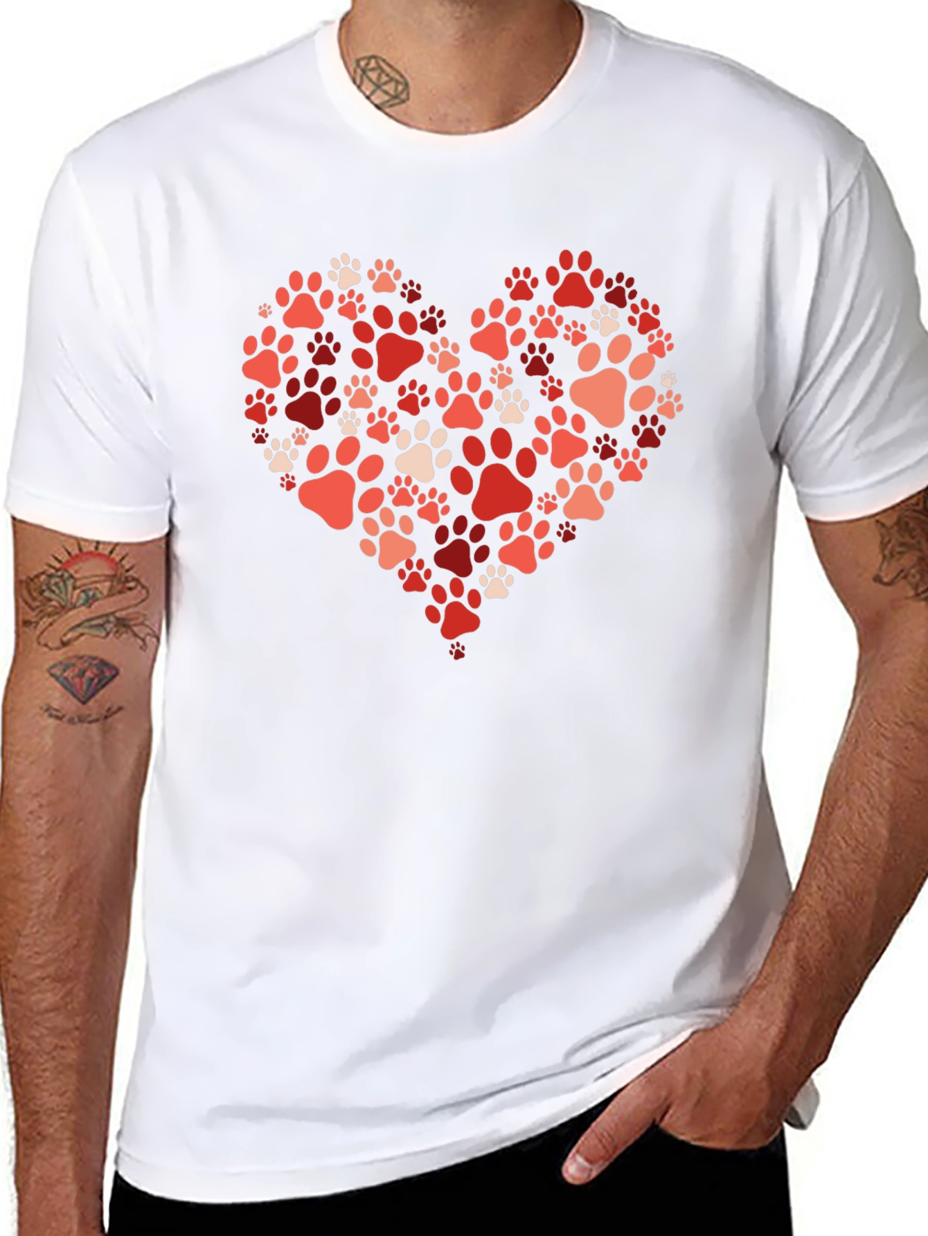 Paw Print Heart T-Shirt - Black