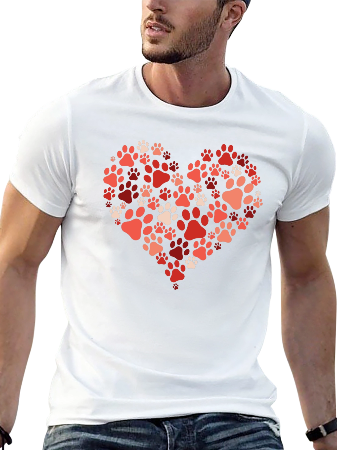 Paw Print Heart T-Shirt - Black