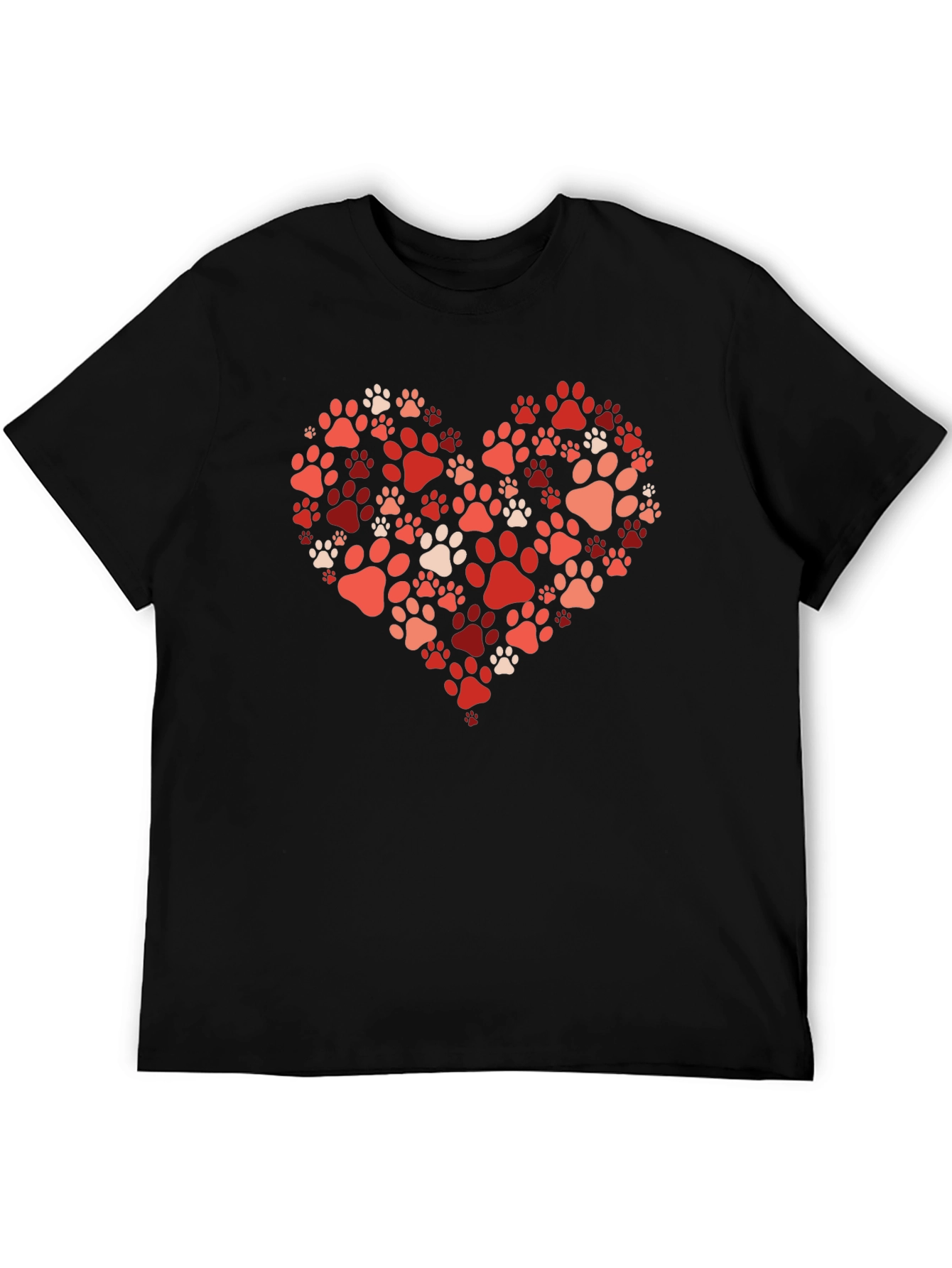 Paw Print Heart T-Shirt - Black