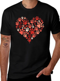 Paw Print Heart T-Shirt - Black