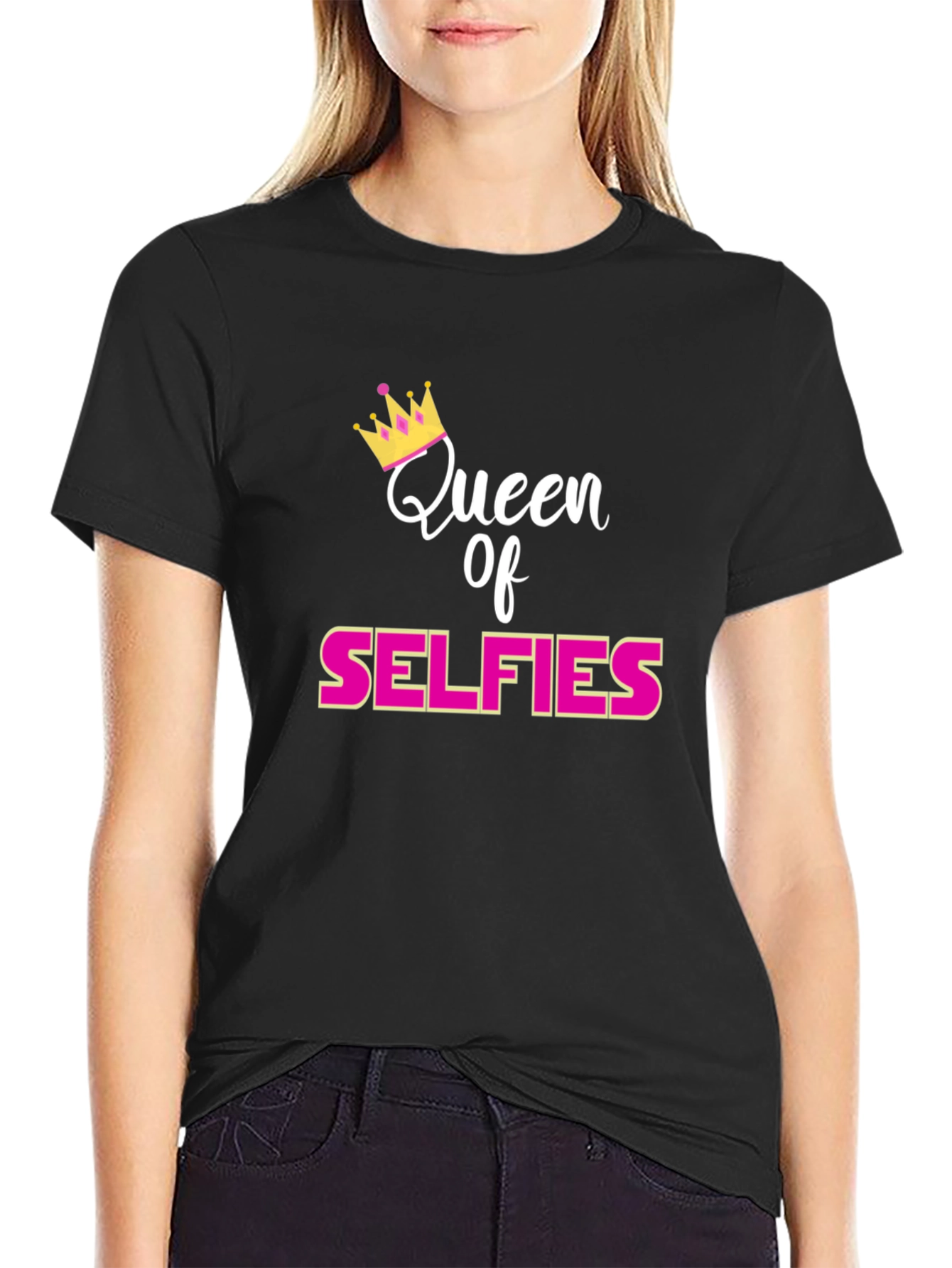 Queen of Selfies Black T-Shirt