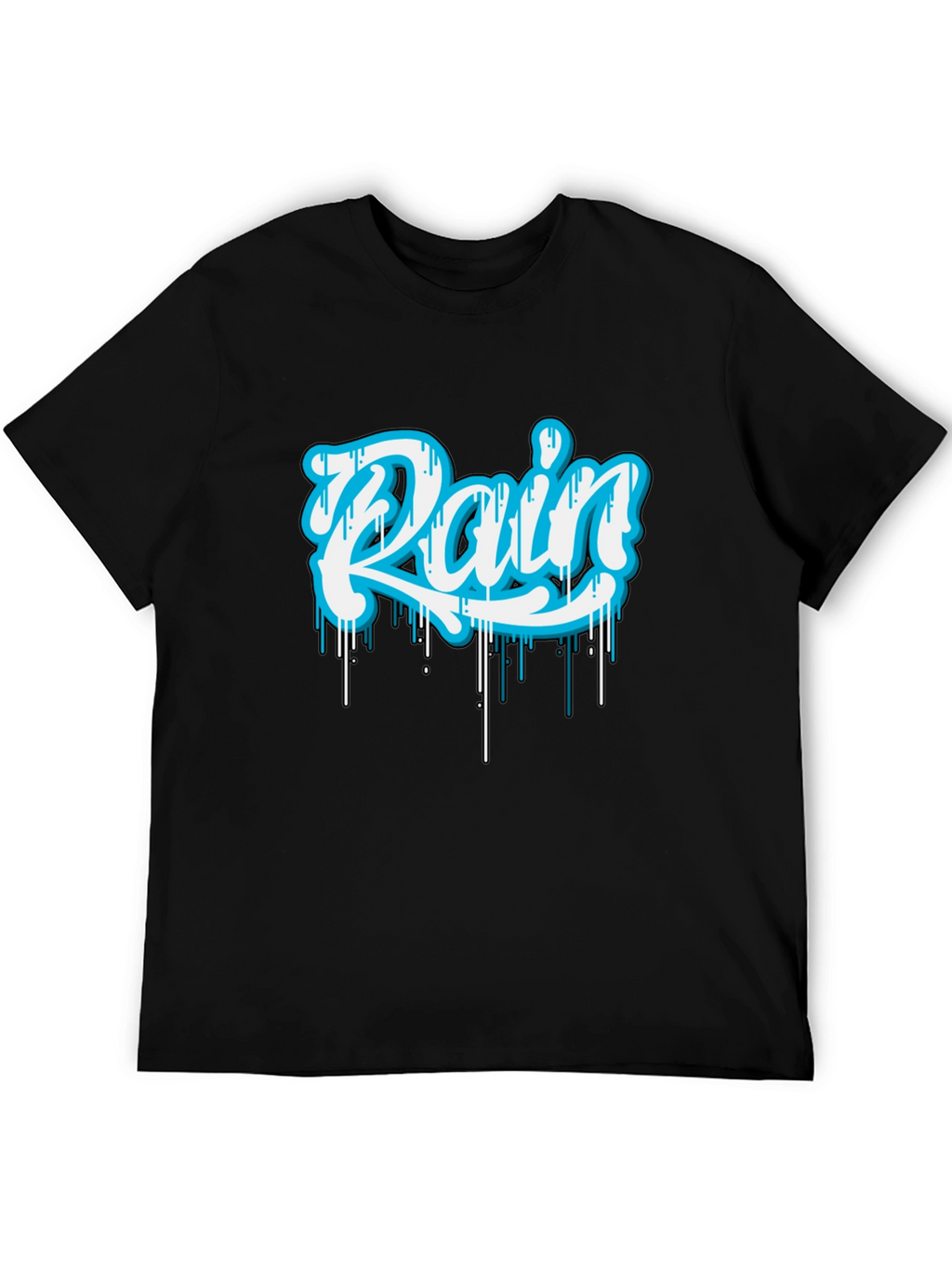 Rain Graphic Print Black T-Shirt