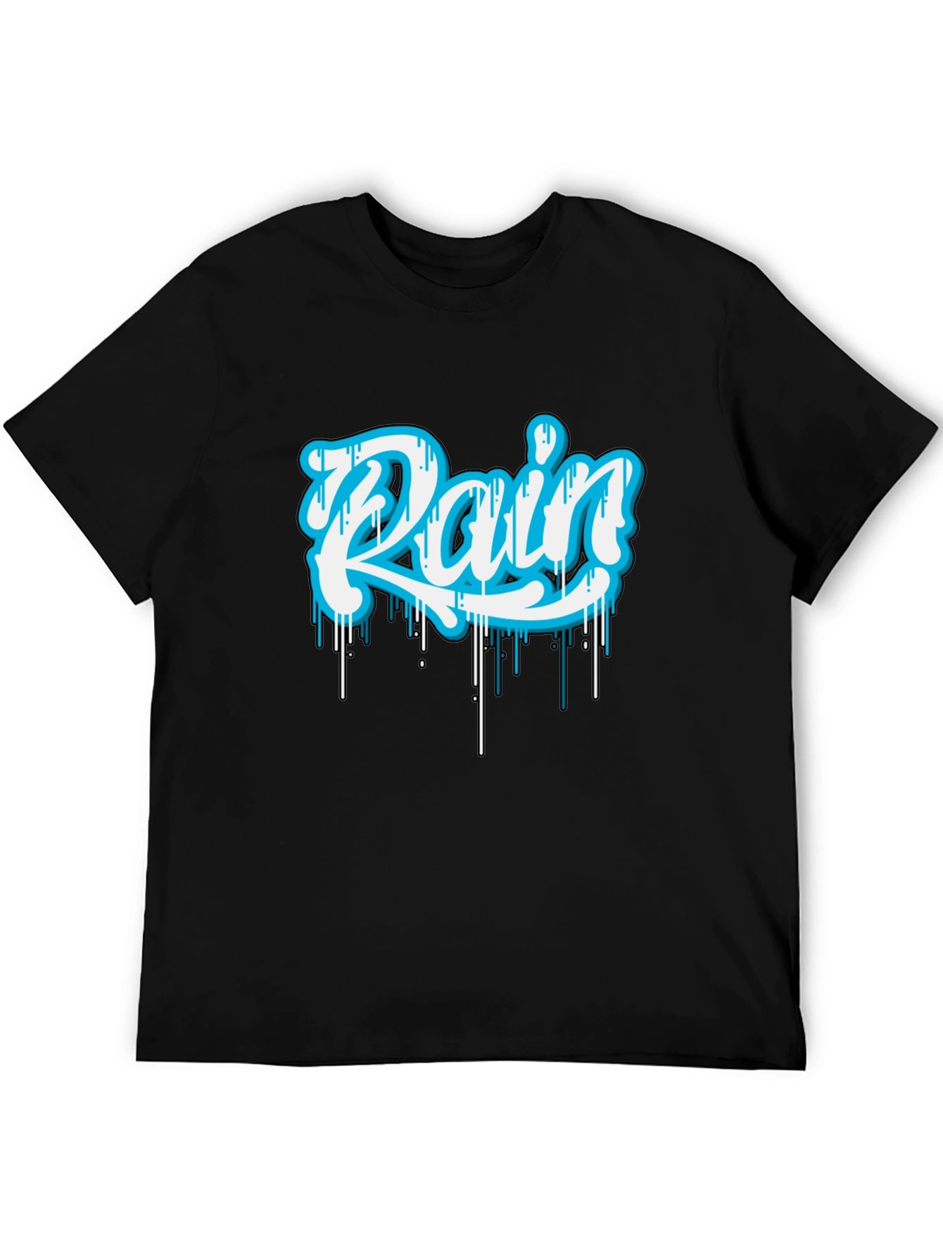 Rain Graphic Print Black T-Shirt
