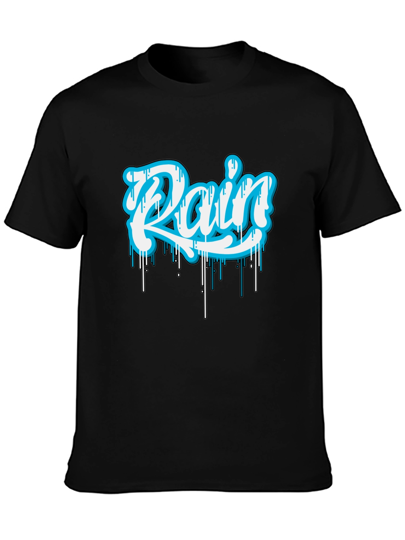 Rain Graphic Print Black T-Shirt