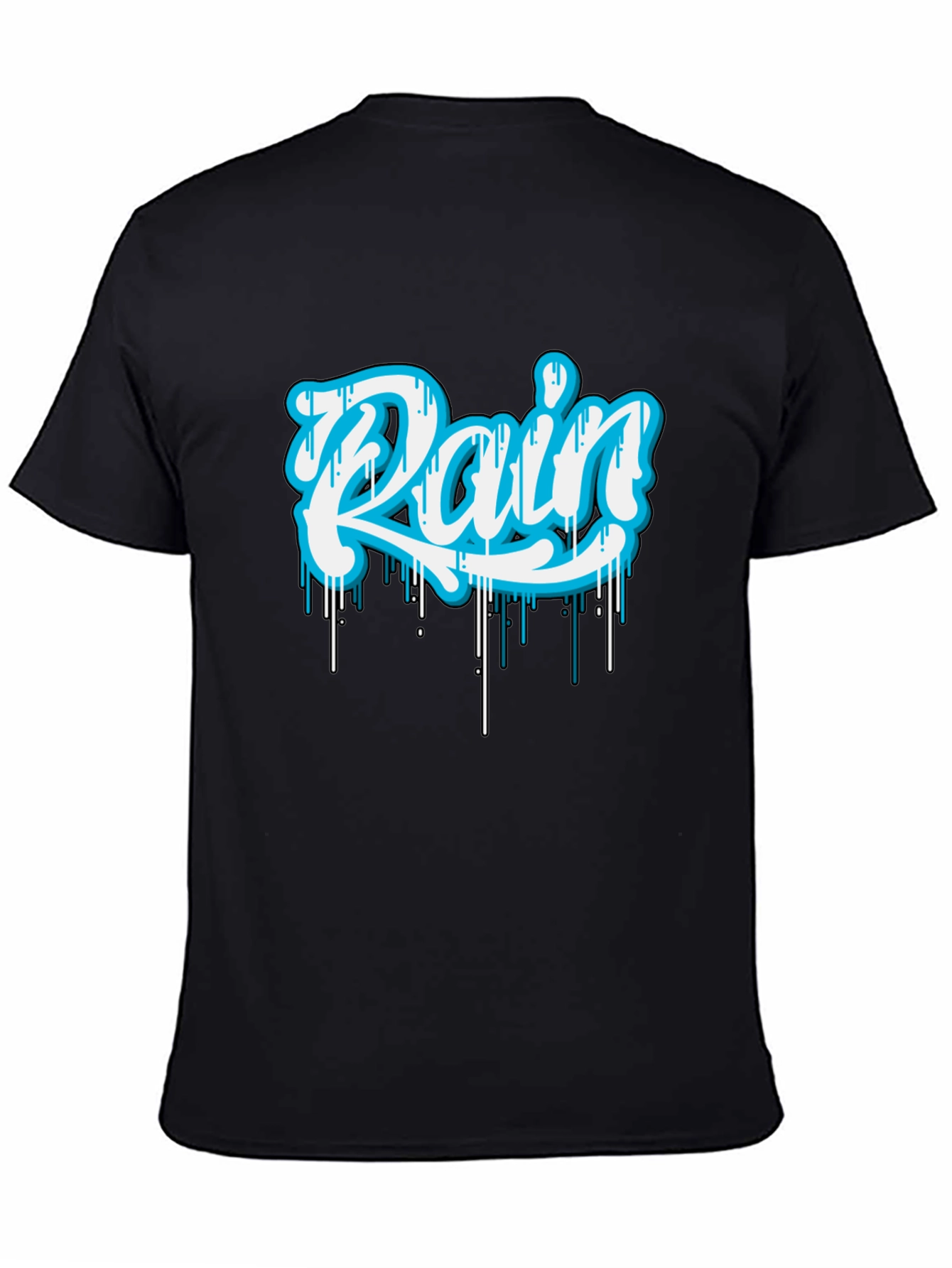 Rain Graphic Print Black T-Shirt