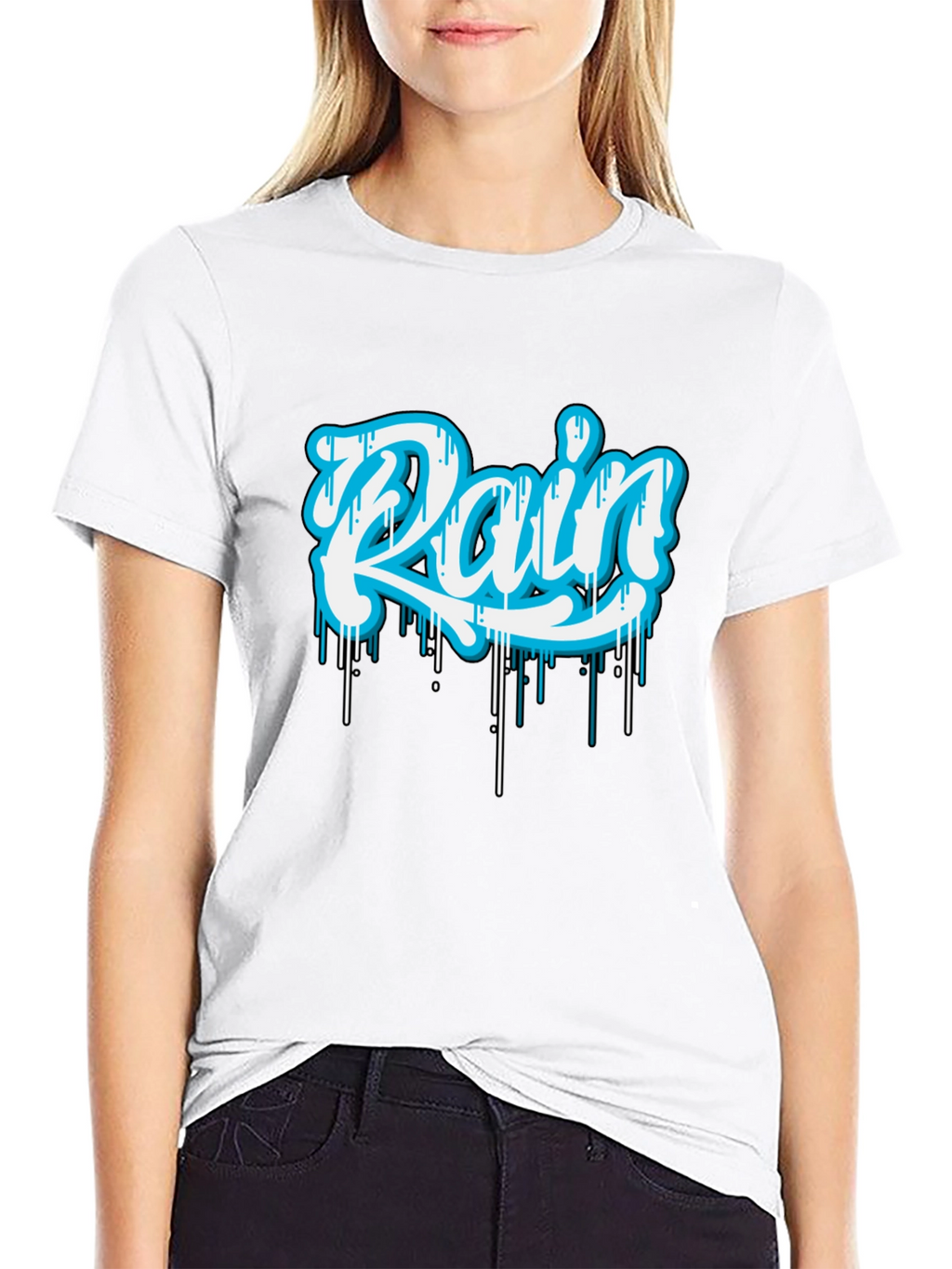 Rain Graphic Print Black T-Shirt