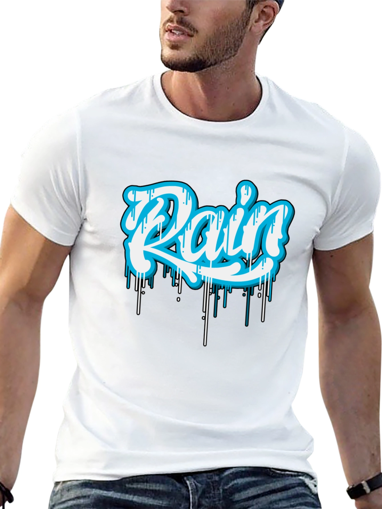 Rain Graphic Print Black T-Shirt