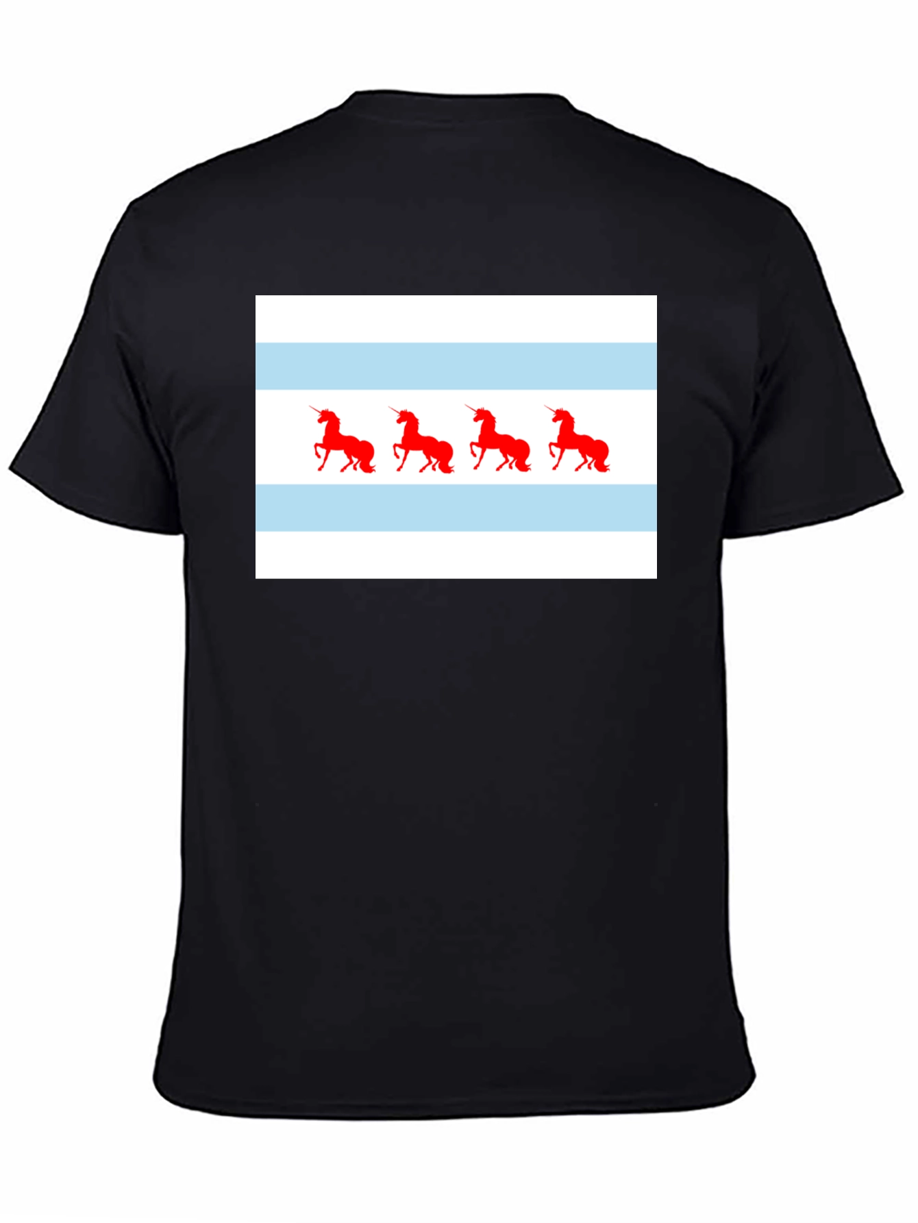 Unicorn Chicago Flag T-Shirt - Black
