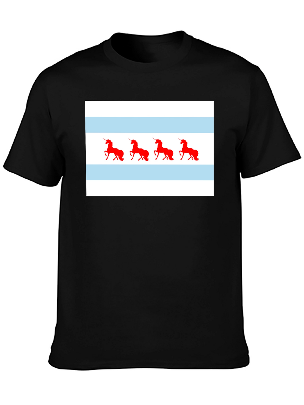 Unicorn Chicago Flag T-Shirt - Black