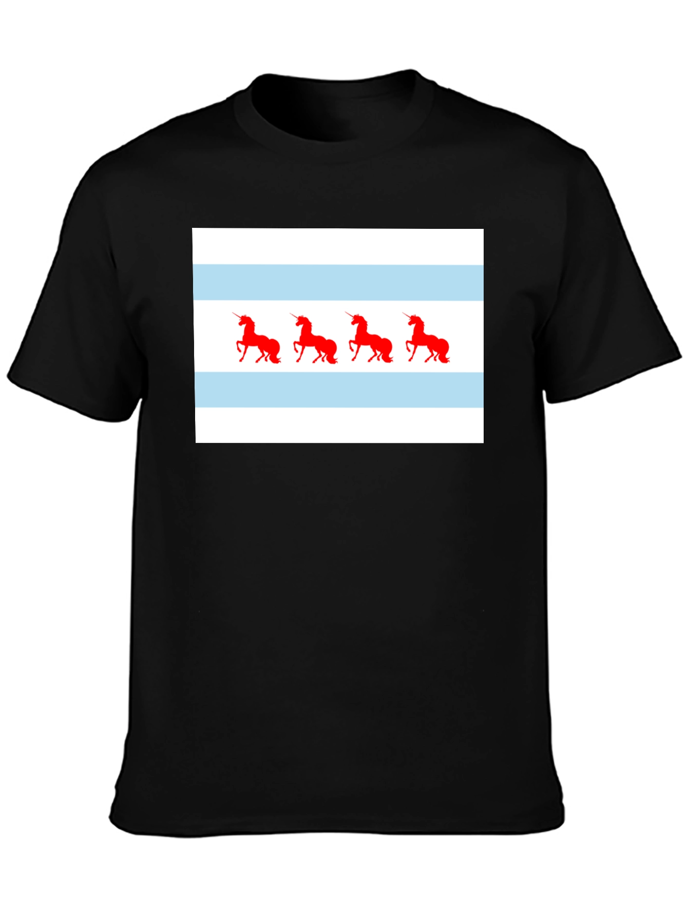 Unicorn Chicago Flag T-Shirt - Black