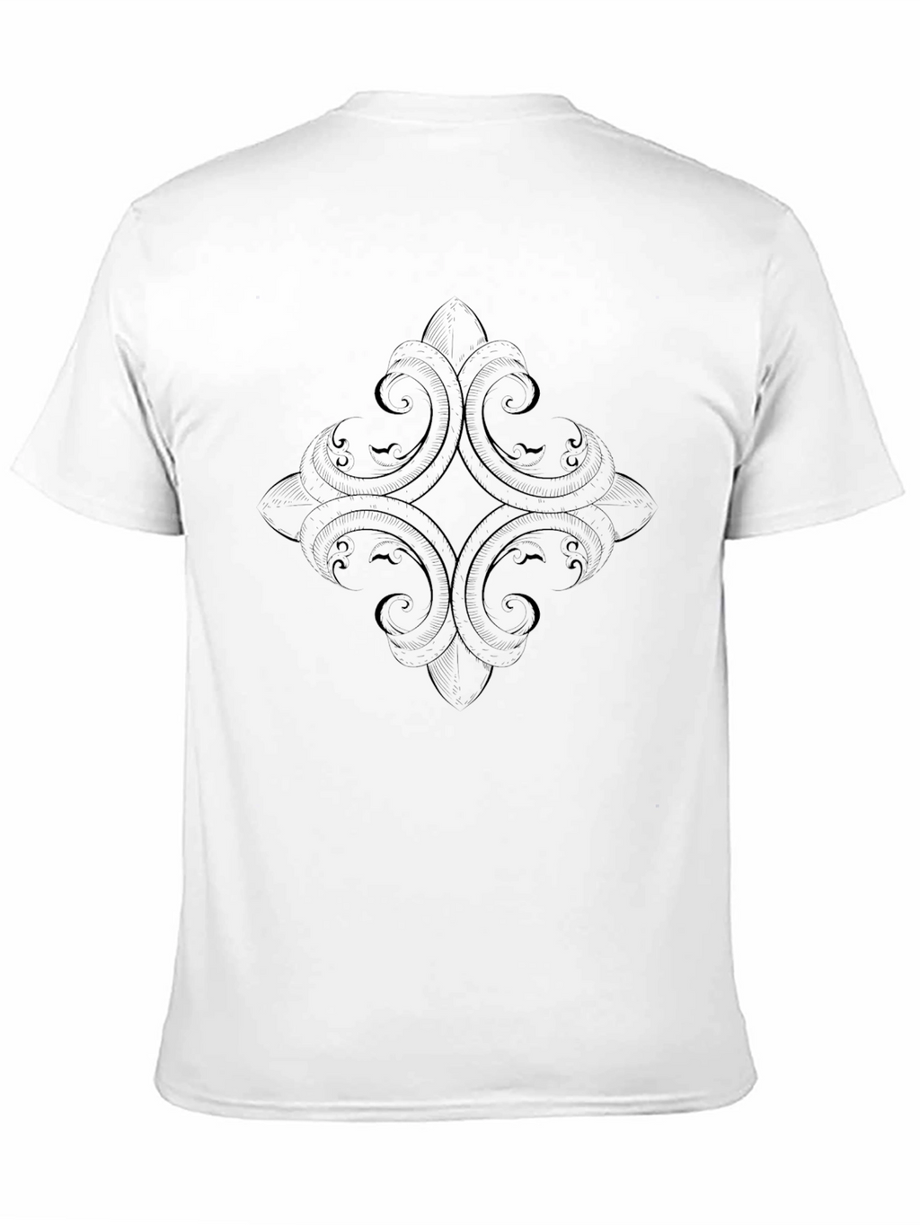 Stylish Black Tee with Subtle Ornamental Design