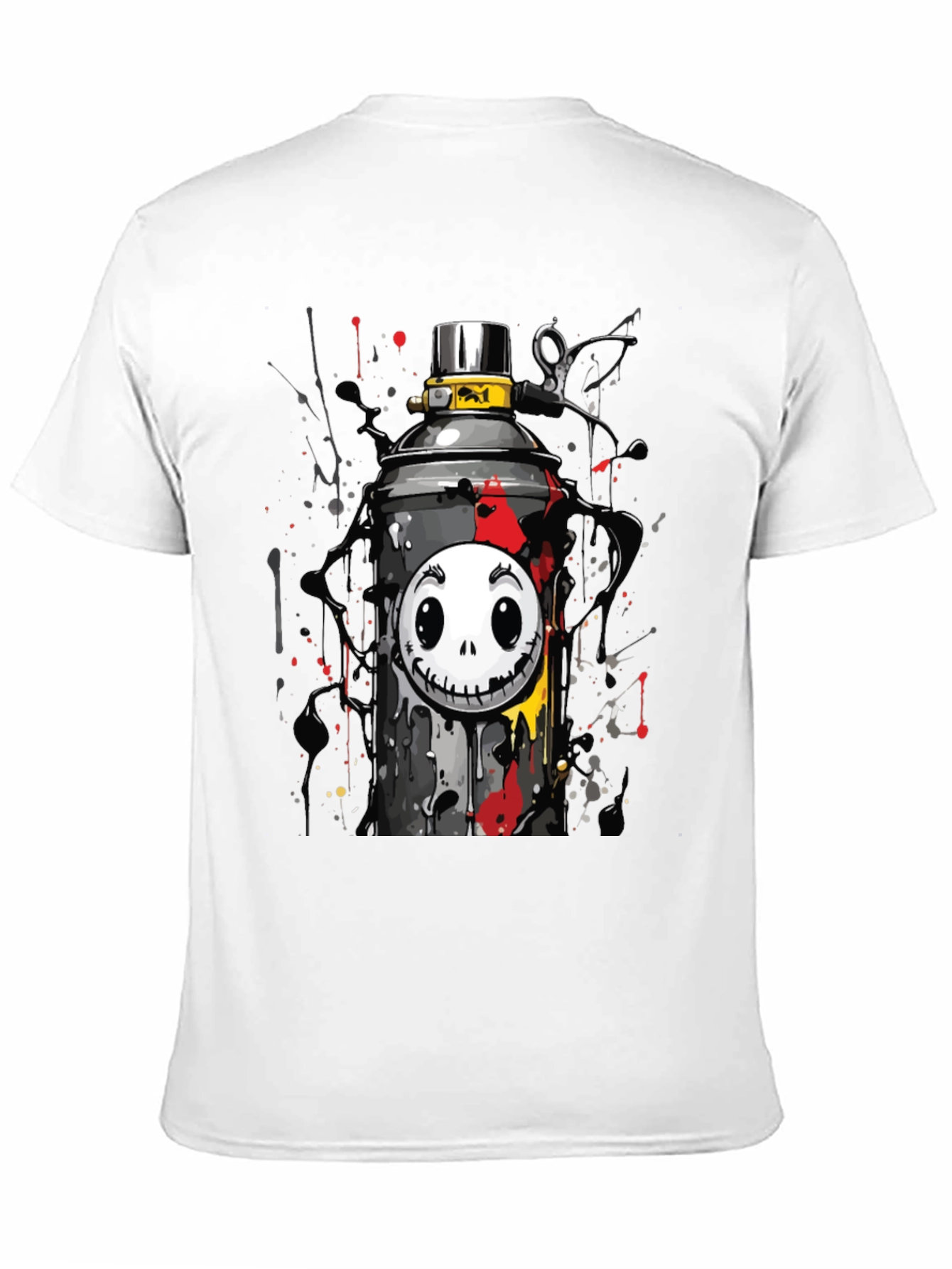 Skull Spray Can Graphic Tee - Street Art Style