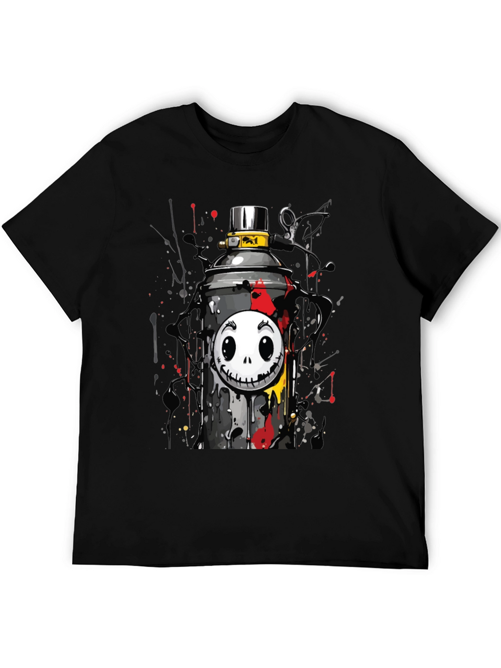 Skull Spray Can Graphic Tee - Street Art Style