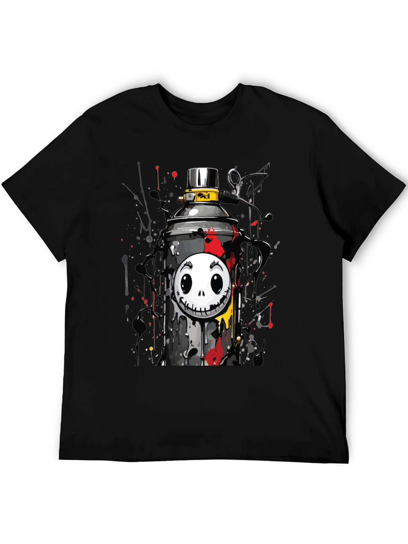 Skull Spray Can Graphic Tee - Street Art Style