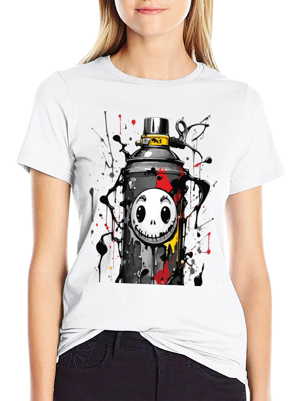 Skull Spray Can Graphic Tee - Street Art Style