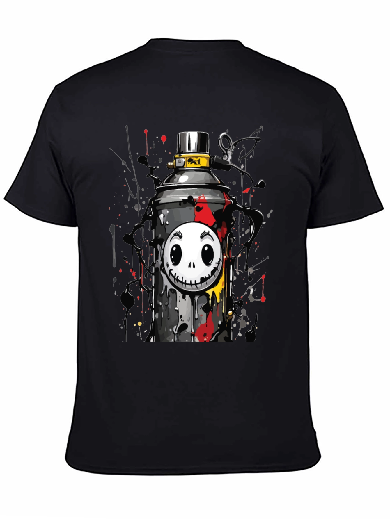 Skull Spray Can Graphic Tee - Street Art Style