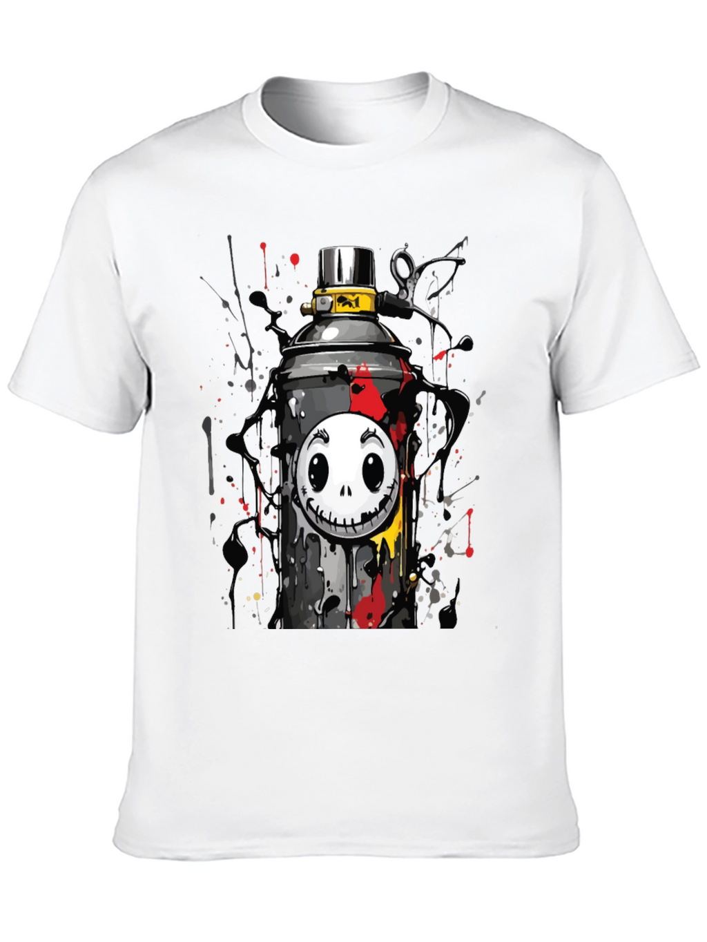 Skull Spray Can Graphic Tee - Street Art Style