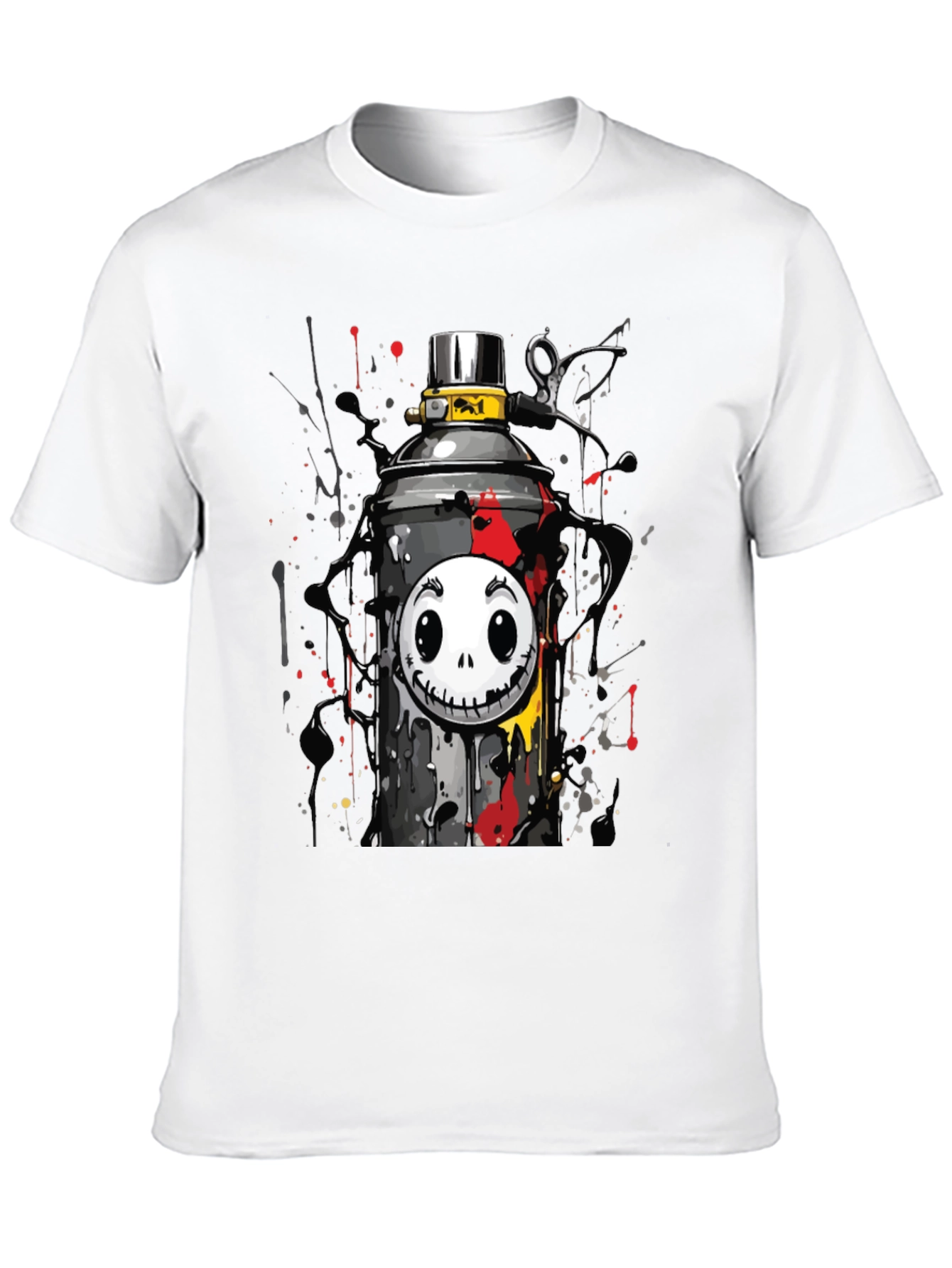 Skull Spray Can Graphic Tee - Street Art Style