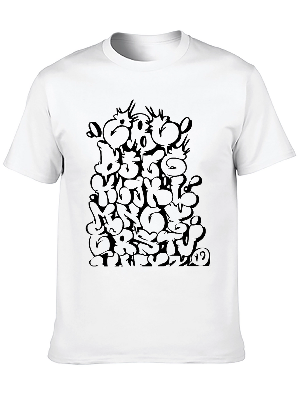 Abstract Graffiti Print Black T-Shirt