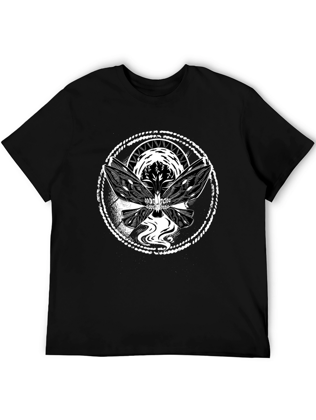 Skull Butterfly Graphic Tee - Black Cotton Blend