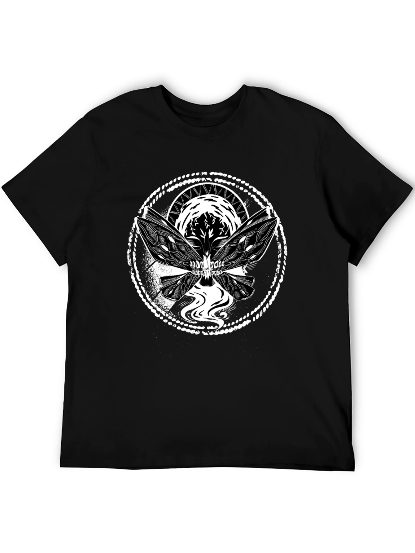 Skull Butterfly Graphic Tee - Black Cotton Blend
