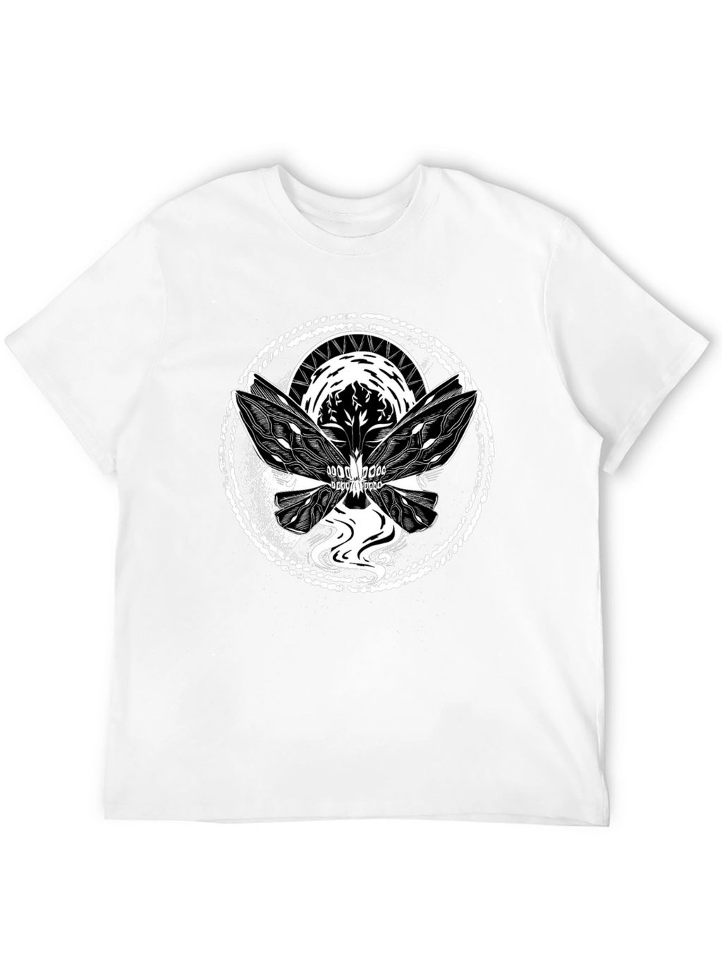 Skull Butterfly Graphic Tee - Black Cotton Blend