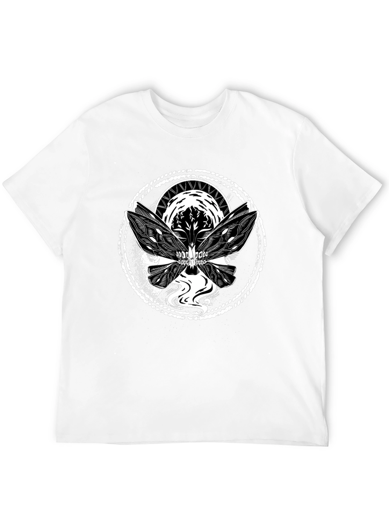 Skull Butterfly Graphic Tee - Black Cotton Blend