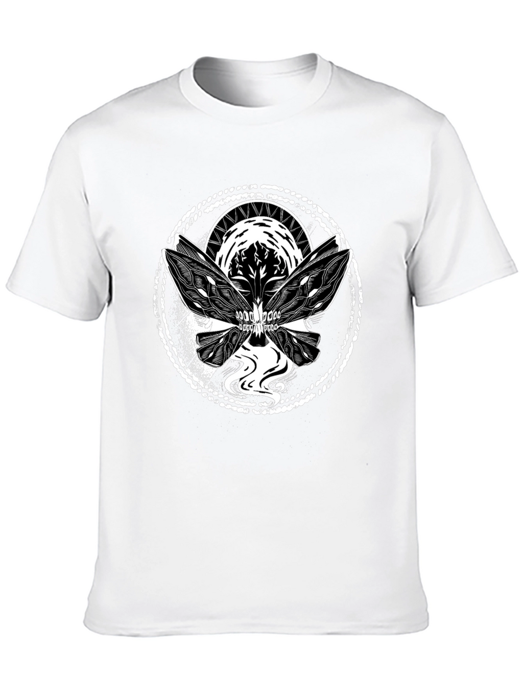 Skull Butterfly Graphic Tee - Black Cotton Blend