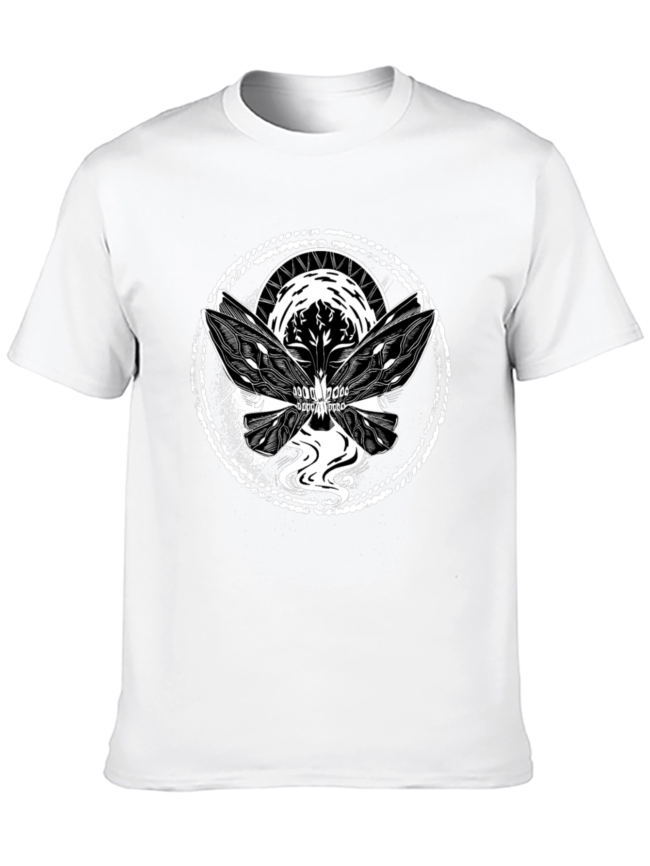 Skull Butterfly Graphic Tee - Black Cotton Blend