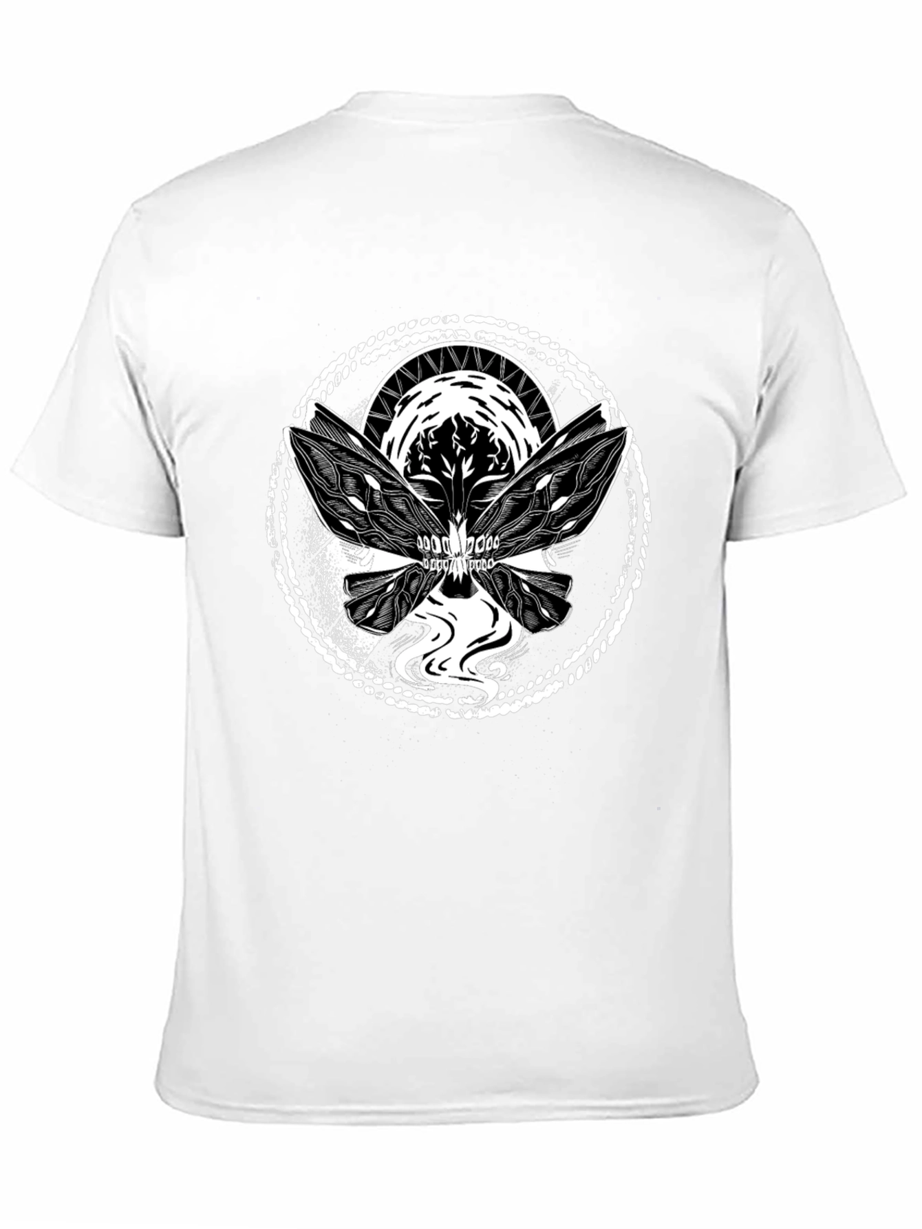 Skull Butterfly Graphic Tee - Black Cotton Blend