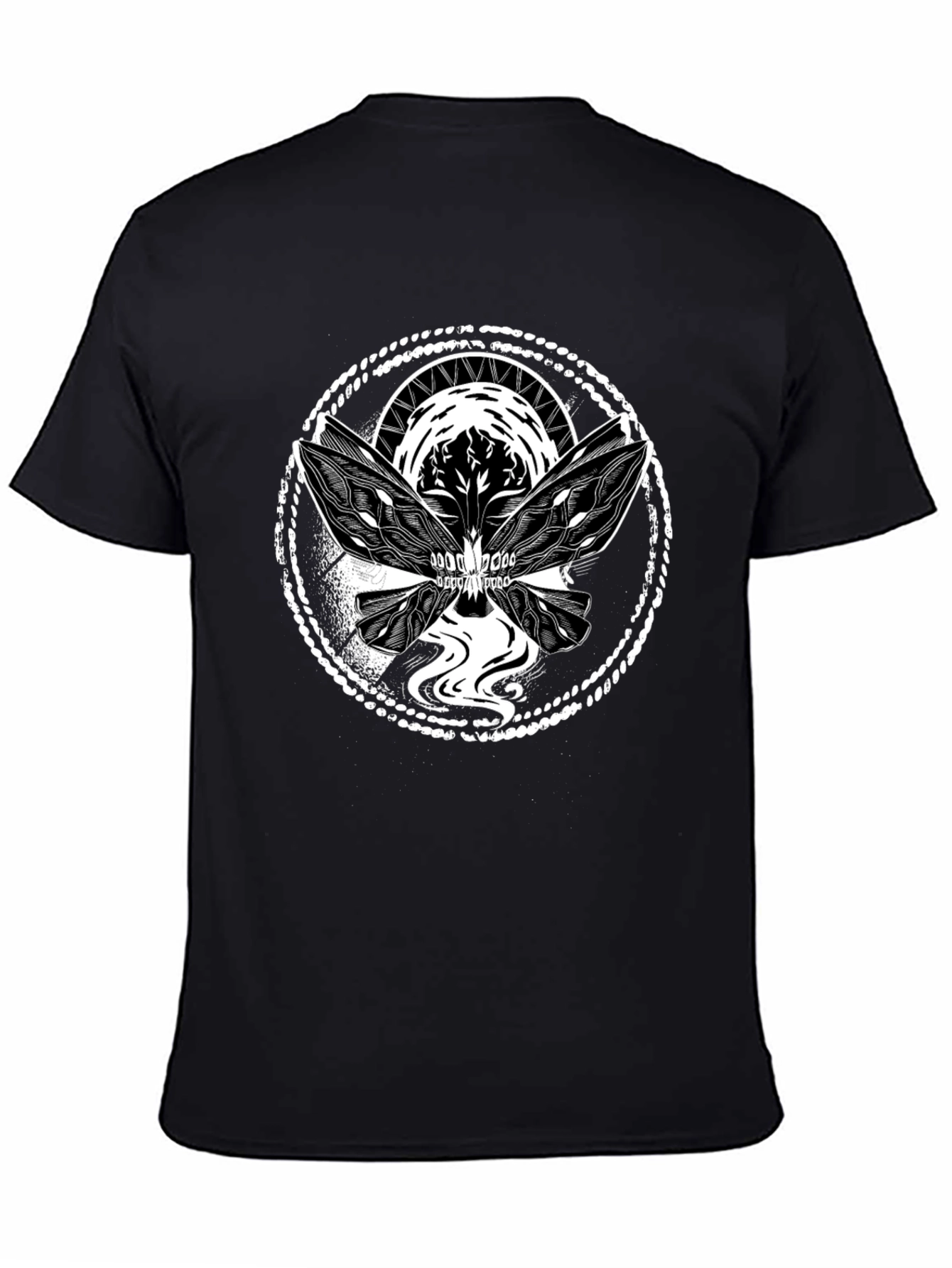 Skull Butterfly Graphic Tee - Black Cotton Blend