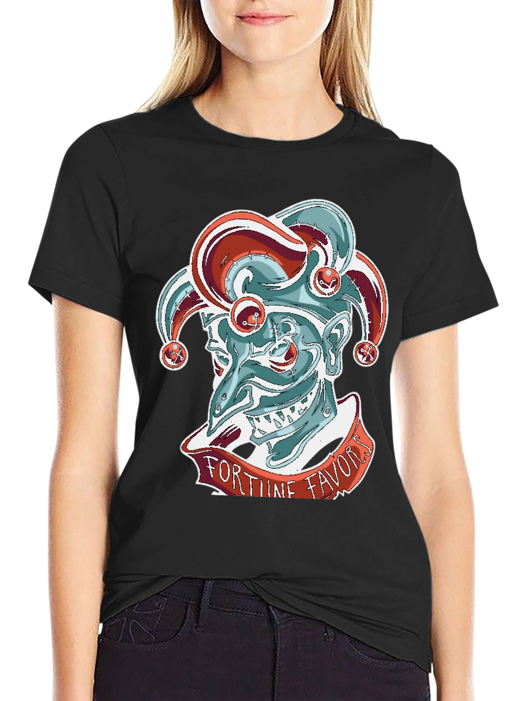 Fortune Favors Jester Graphic Tee - Black