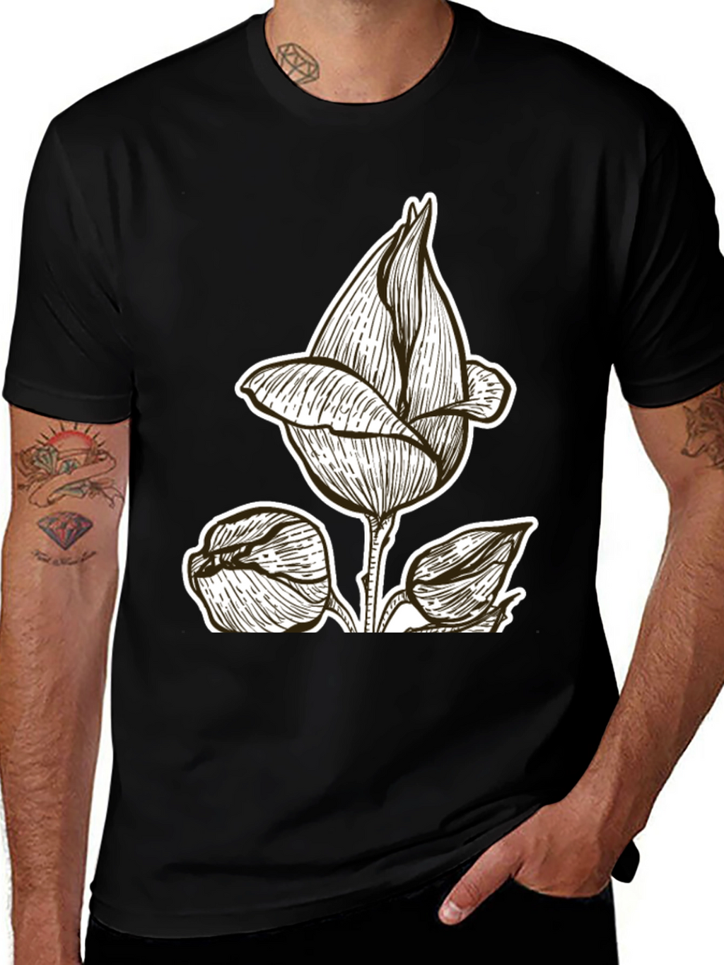Black Floral Graphic Tee | Stylish & Unique