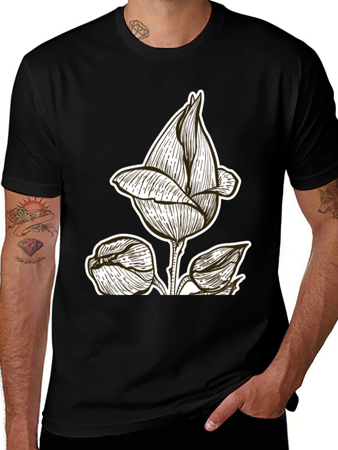 Black Floral Graphic Tee | Stylish & Unique