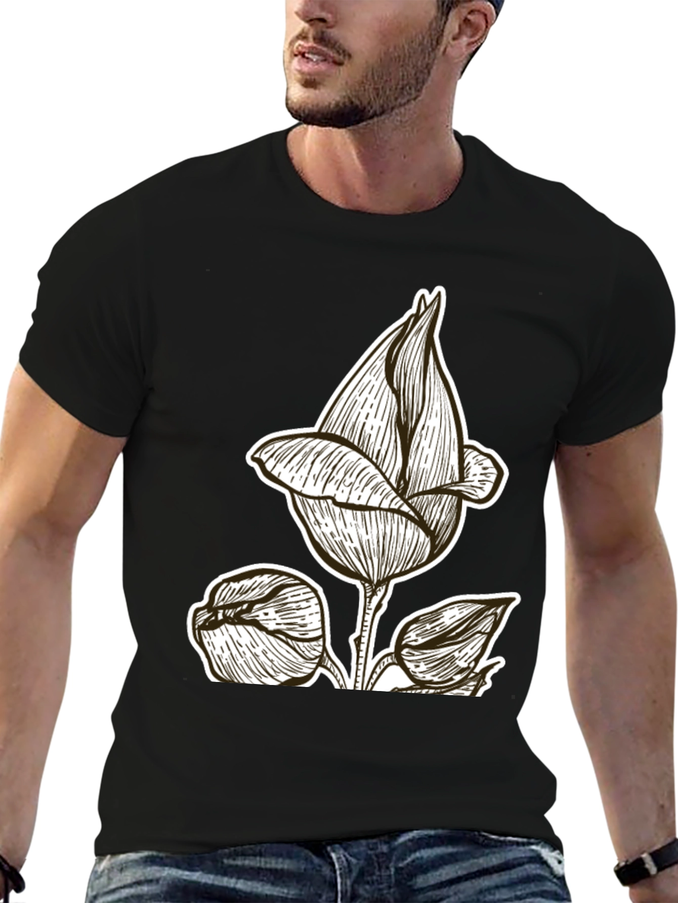 Black Floral Graphic Tee | Stylish & Unique