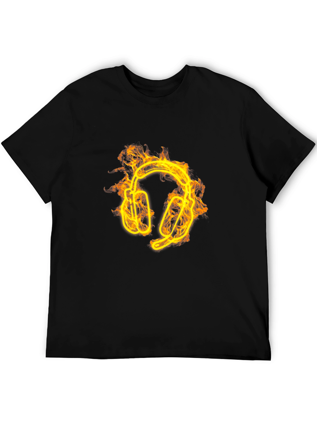 Fiery Headphones Graphic Tee - Black