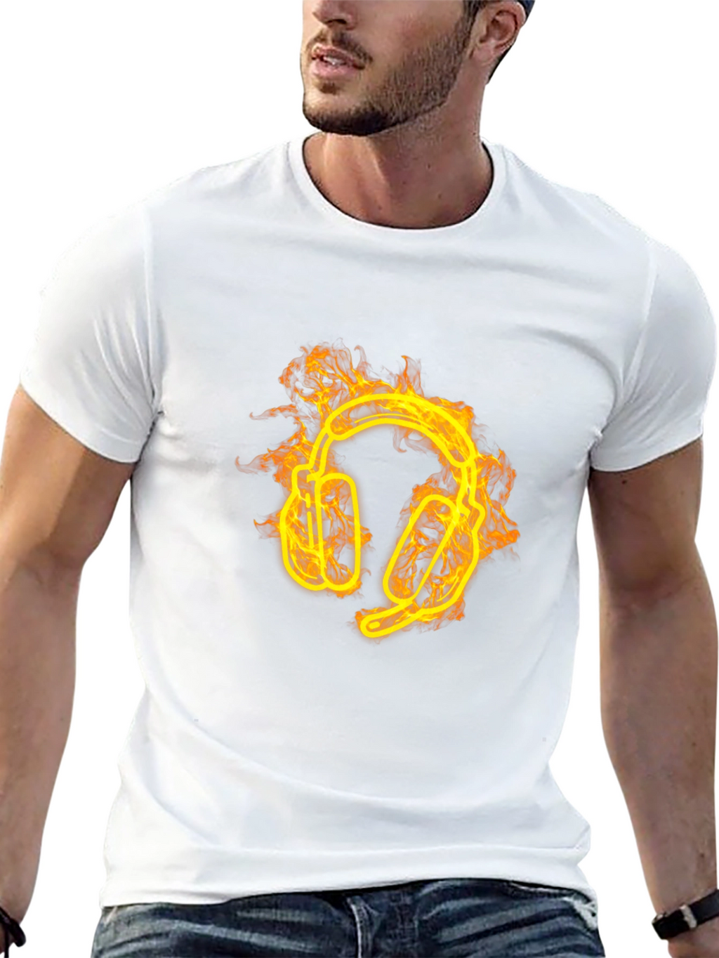 Fiery Headphones Graphic Tee - Black
