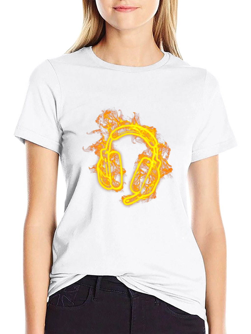 Fiery Headphones Graphic Tee - Black