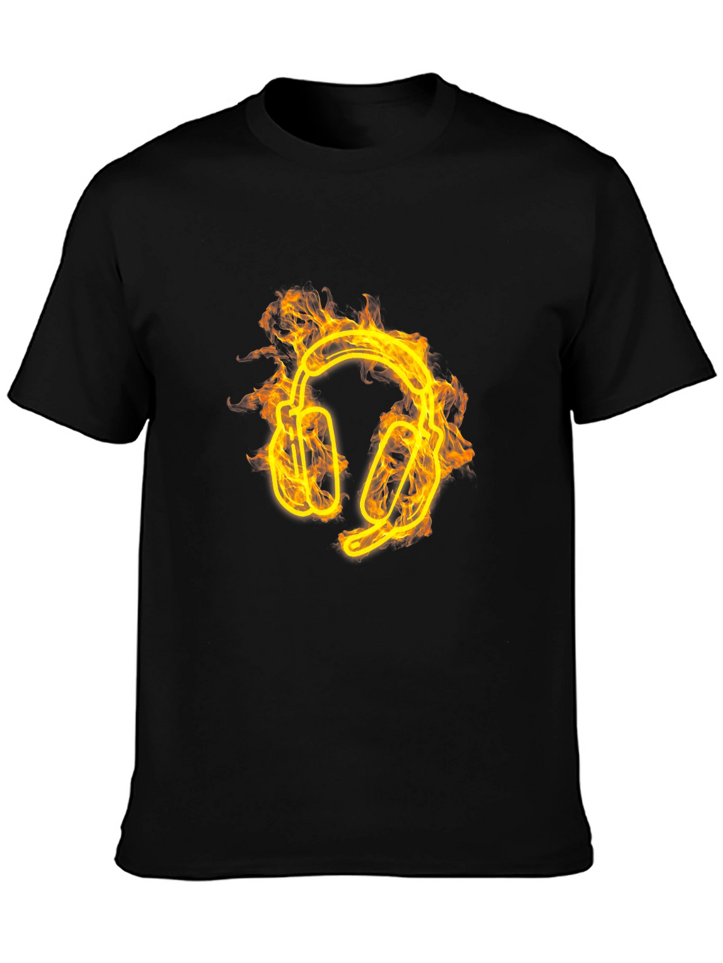 Fiery Headphones Graphic Tee - Black