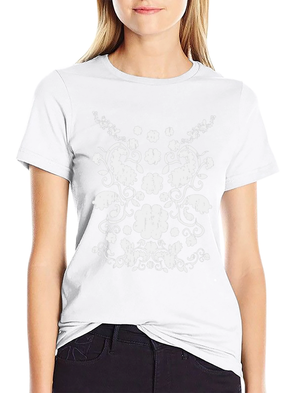 Distressed Floral Graphic Black Tee