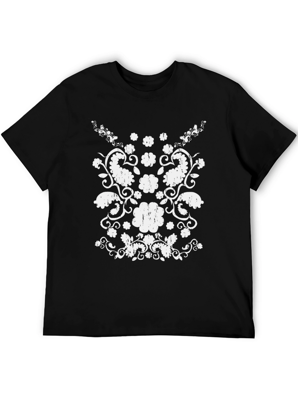 Distressed Floral Graphic Black Tee