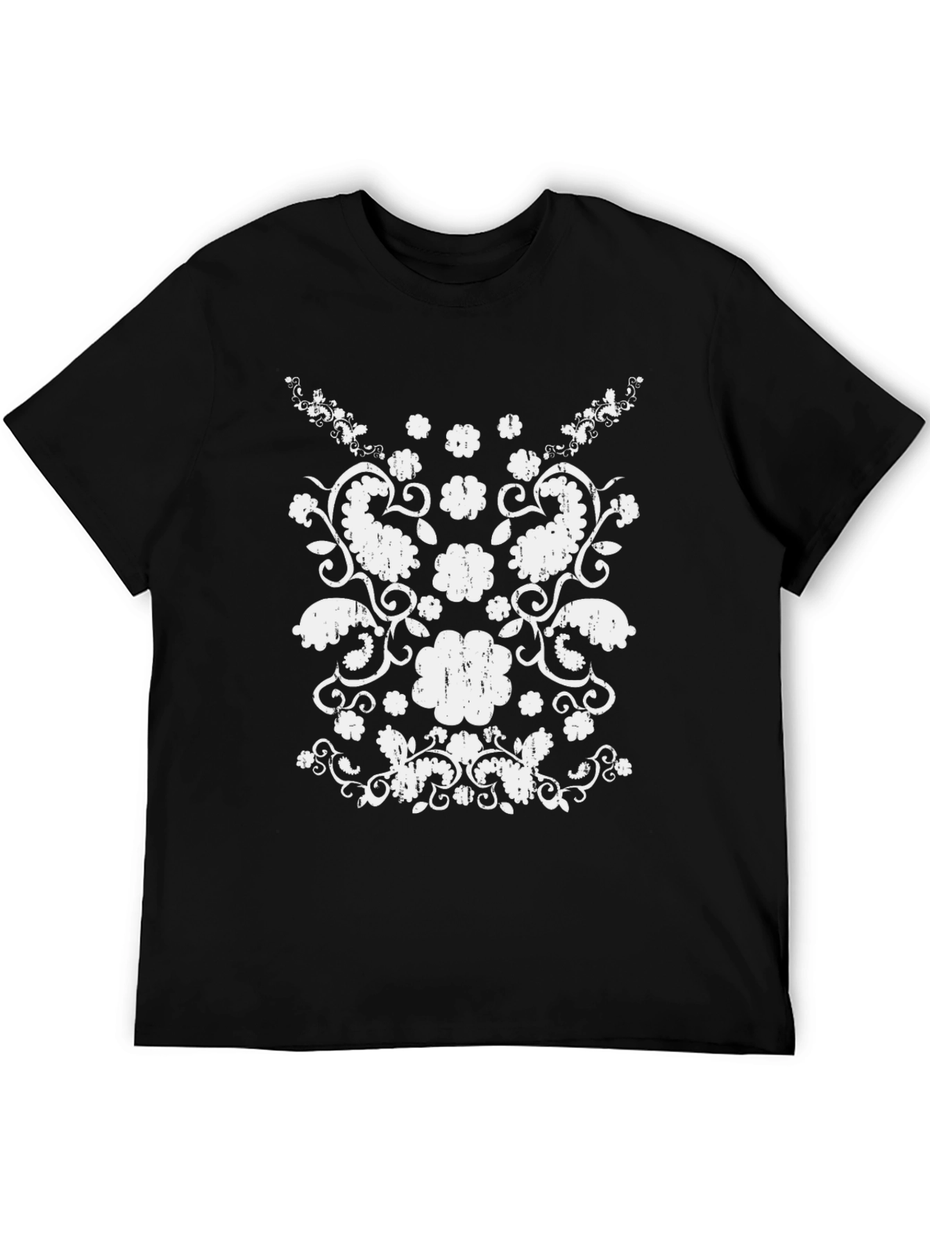 Distressed Floral Graphic Black Tee