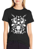 Distressed Floral Graphic Black Tee