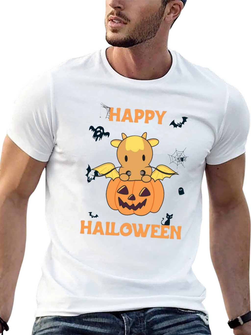 Happy Halloween Cow & Pumpkin T-Shirt