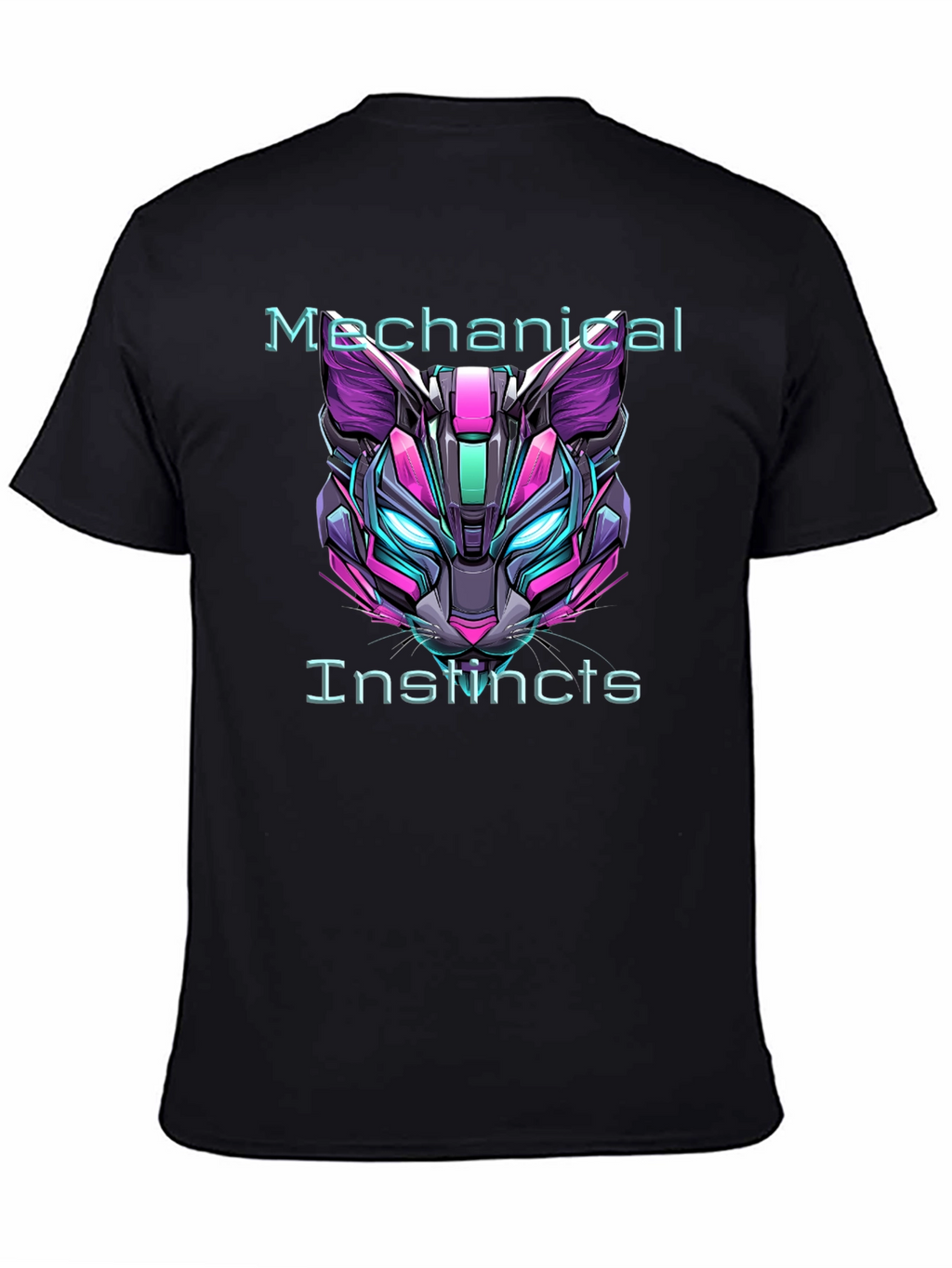 Cyberpunk Cat Tee: Mechanical Instincts Graphic T-Shirt
