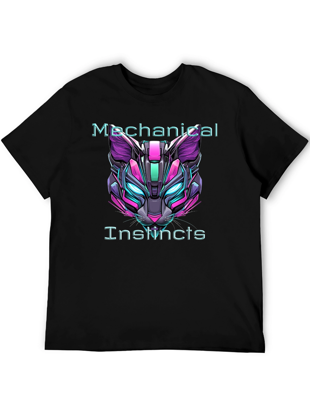 Cyberpunk Cat Tee: Mechanical Instincts Graphic T-Shirt