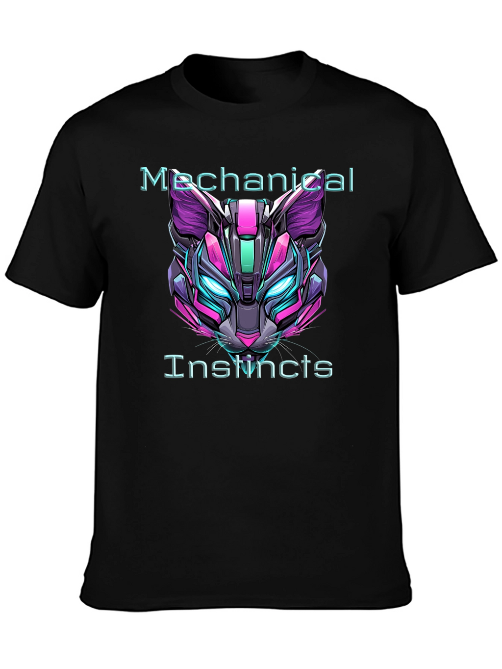 Cyberpunk Cat Tee: Mechanical Instincts Graphic T-Shirt