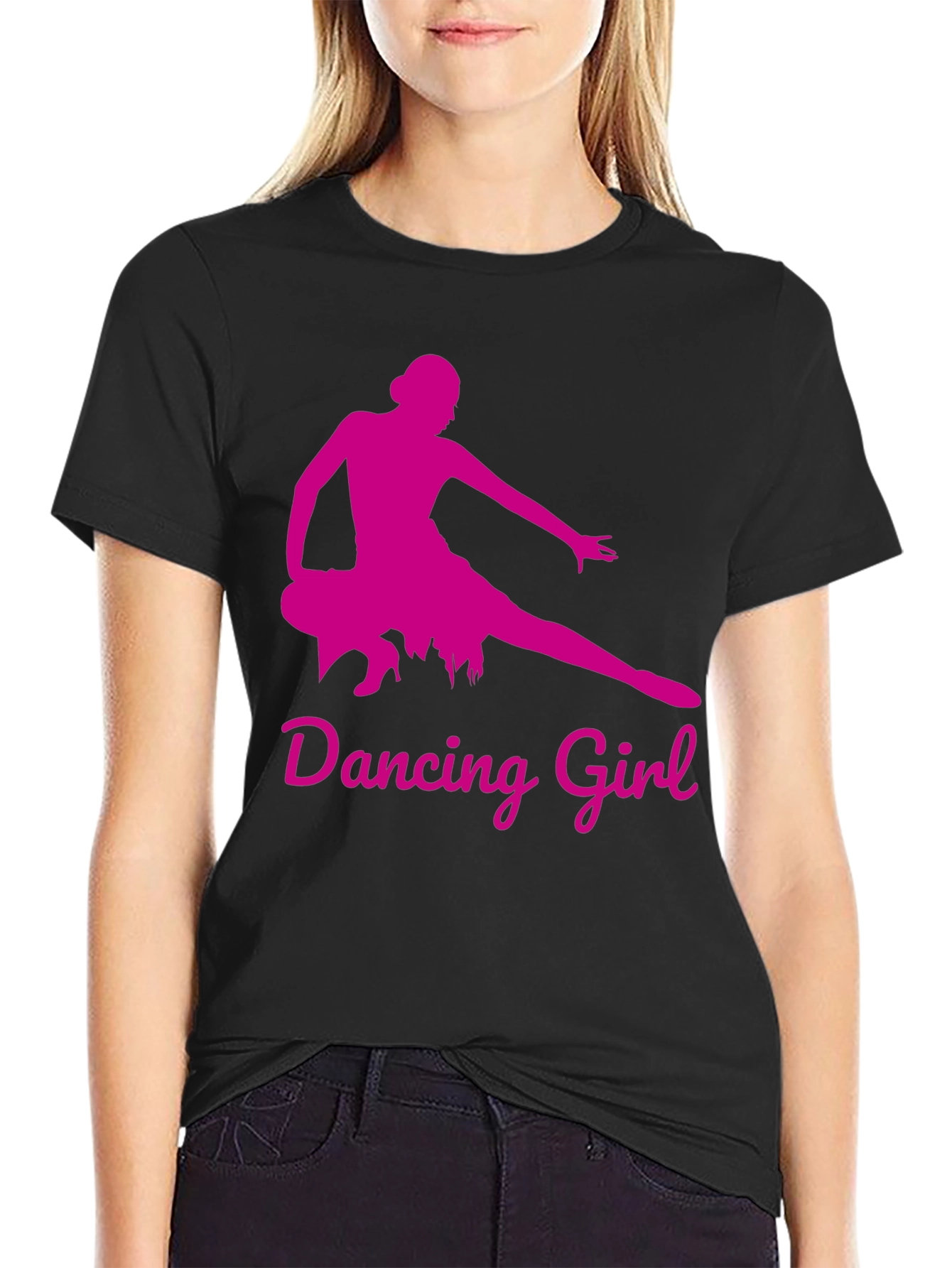 Dancing Girl Graphic Tee - Black