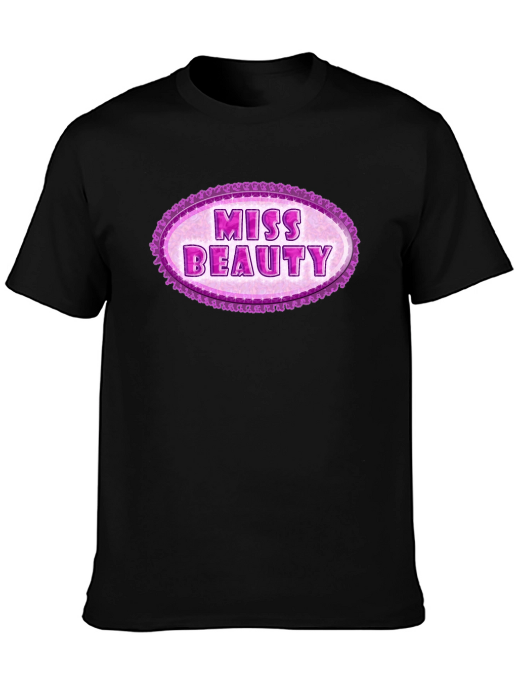 Miss Beauty Oval Graphic Tee - Black Cotton Blend
